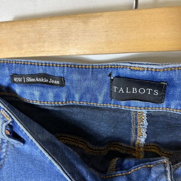 Talbots Blue Medium Wash Non-Distressed High Rise Slim Ankle Jeans Size 16W - Picture 6 of 13